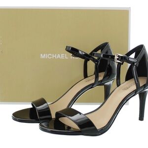 Michael Kors Black Patent Leather Ankle-Strap Heels